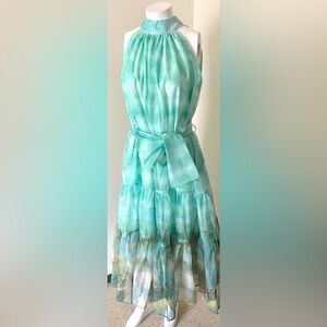 Nancy Yang Light Green gorgeous midi Dress vacation/ summer.